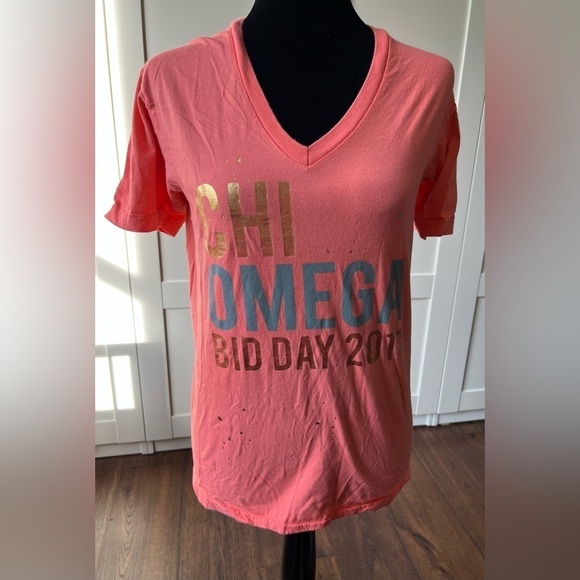 EUC Women’s Chi Omega XO Sorority Bid Day T-Shirt American Apparel Size Small - Picture 3 of 7